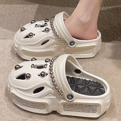 Women's Rhinestone Platform Clogs Casual Summer Shoes