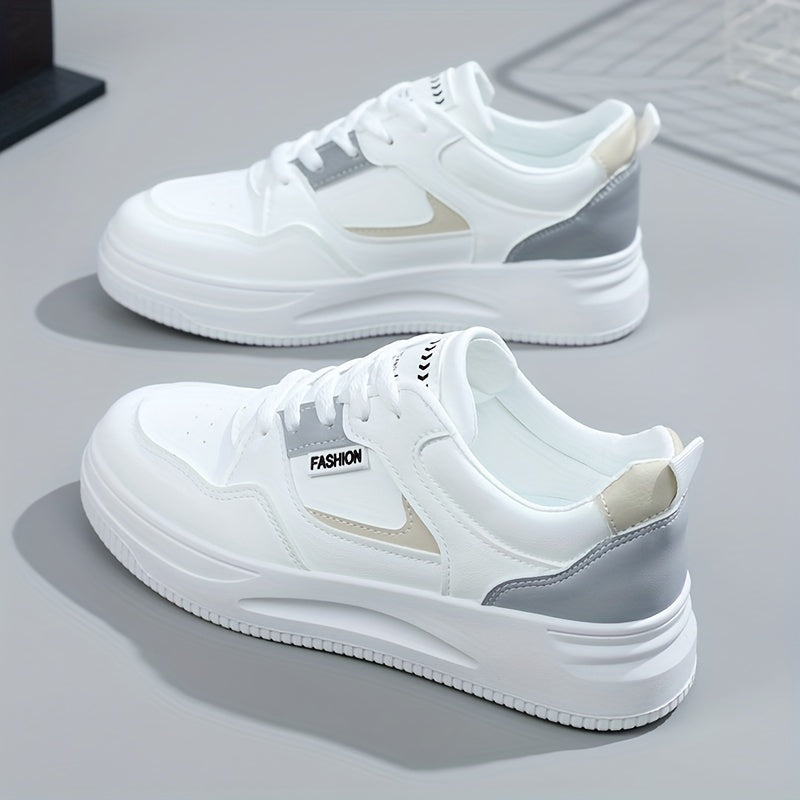 Women's Letter Patch Skate Shoes Low Top Lace Up Shoes