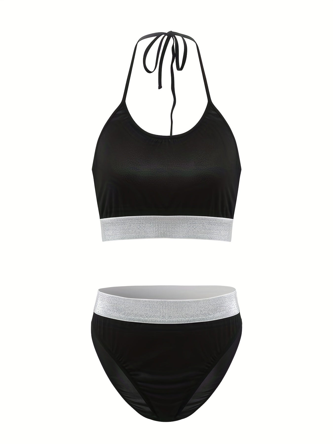  Metallic Tape Halter Neck Bra & Underwear Set