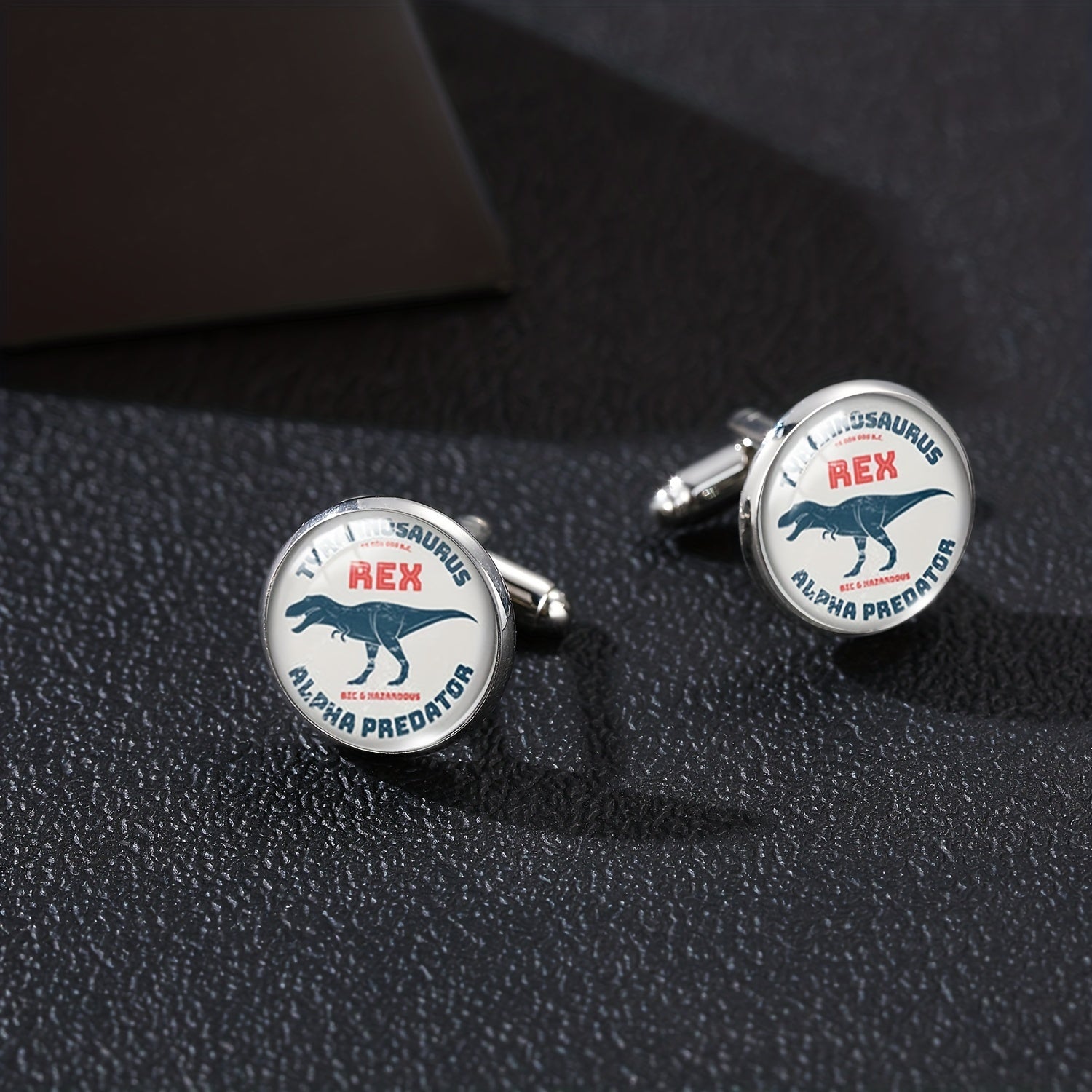 Dino Cufflinks T-Rex, Velociraptor, Spinosaurus