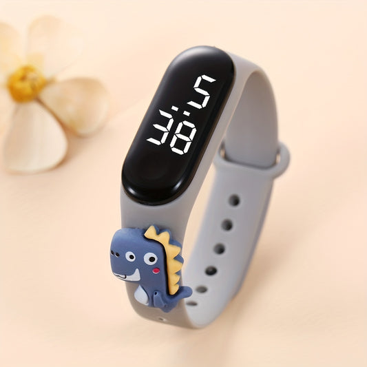 Kids Dinosaur LED Screen Watch Silicone Strap Outdoor Accessory