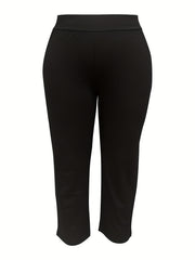  Solid Stretch Workwear Straight Leg Trousers