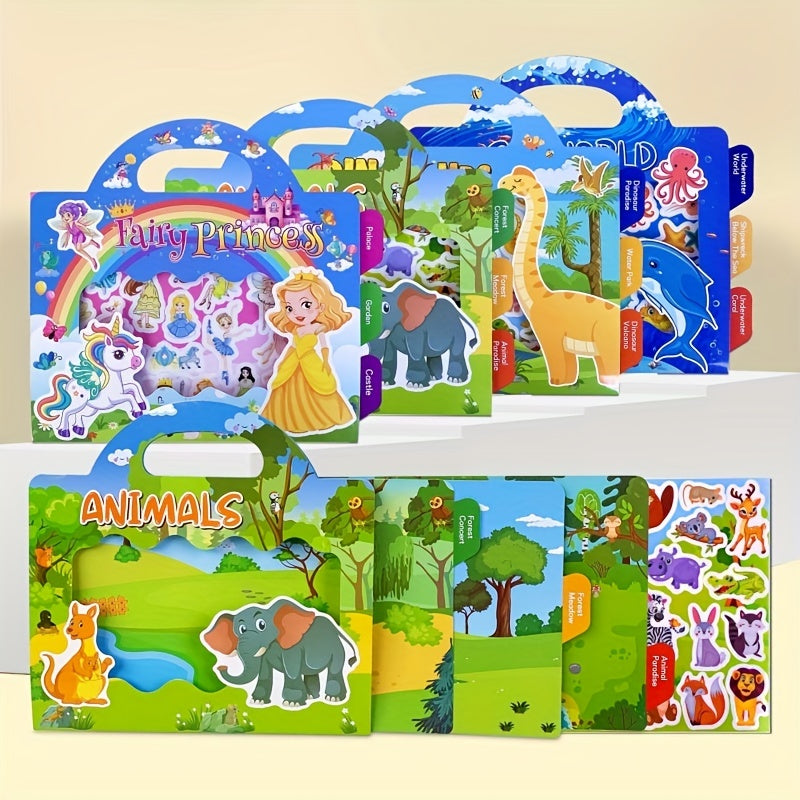 Animals Sticker Activity Books Removable & Restickable - Travel Toys