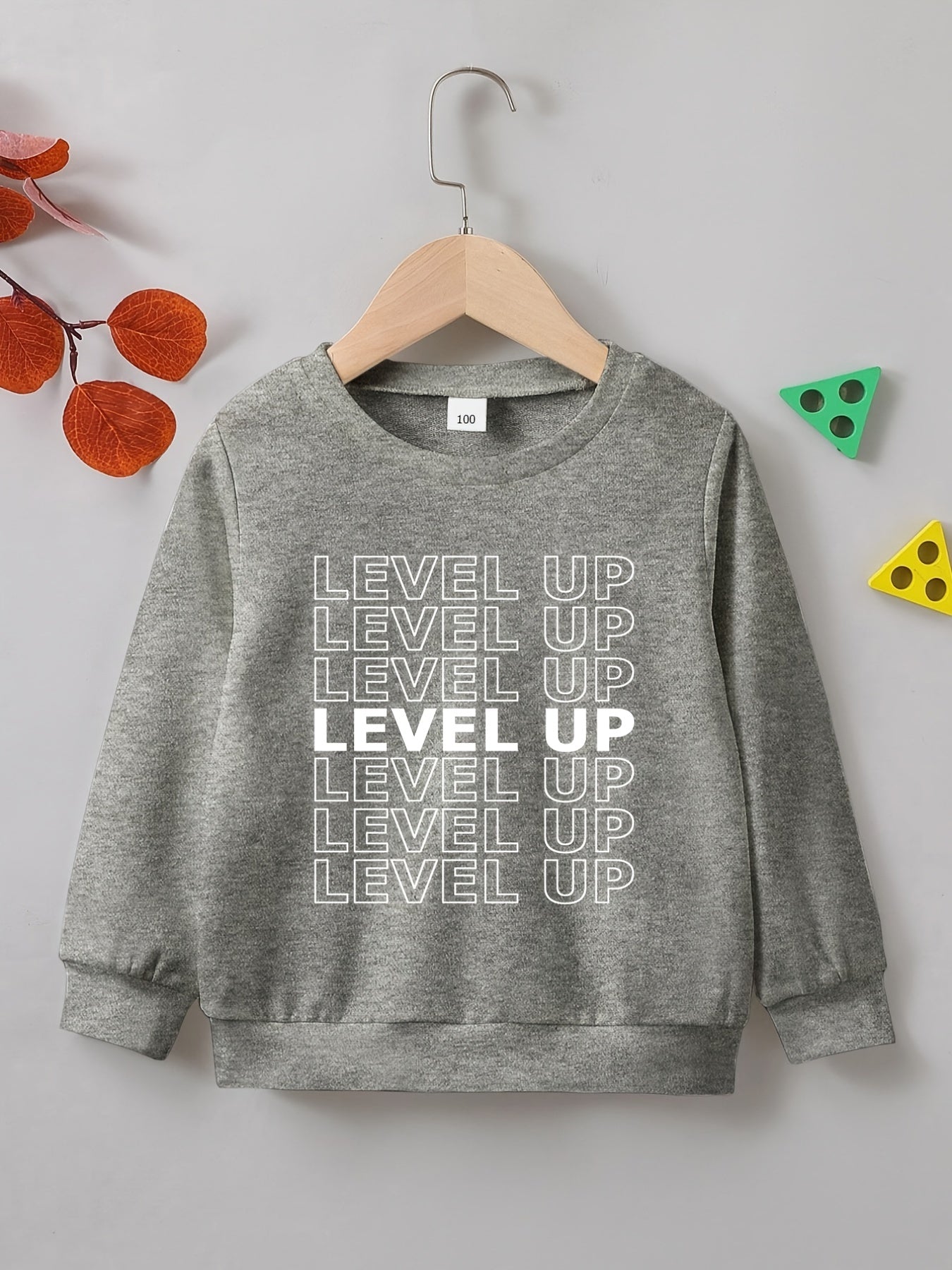 Creative LEVEL UP Letter Print Boys Sweatshirt