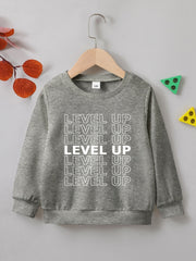 Creative LEVEL UP Letter Print Boys Sweatshirt