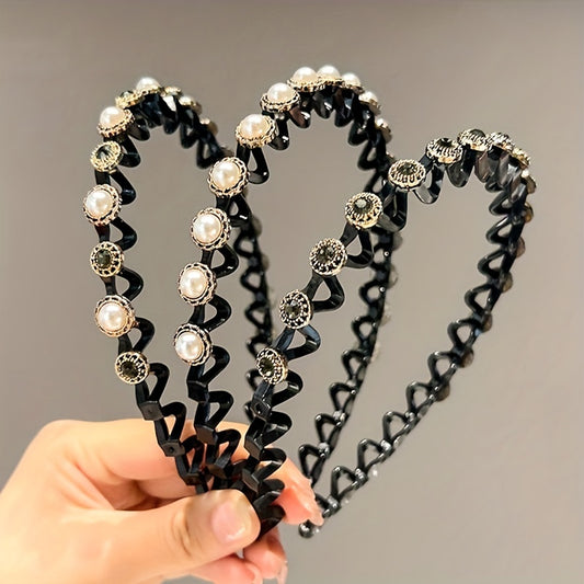 Faux Pearl Flower Hair Hoop Rhinestone Headband Hair Accessories Girls
