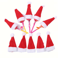 10pcs Christmas Lollipop Hat Non-woven Mini Christmas Hat Decorations