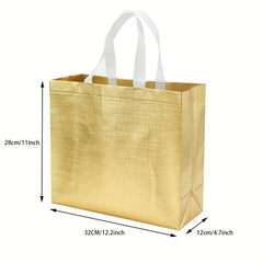 12pcs Golden Reusable Grocery Bags Shopping Tote Bag With Handle
