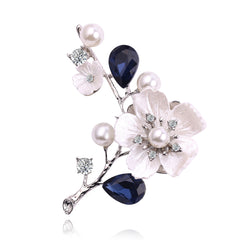 Temperament Shell Crystal Plum Blossom Brooch Silk Scarf Buckle Corsage