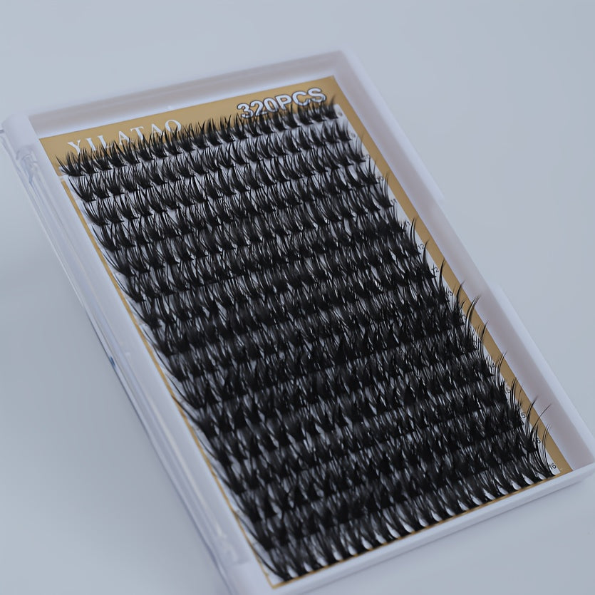 320Pcs Cluster Lashes 40D D Curl Mix 9-16mm Individual Eyelashes Clusters