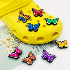 16pcs Flower Butterfly Shoe Charms For Crocs Shoes Women PVC Decorations