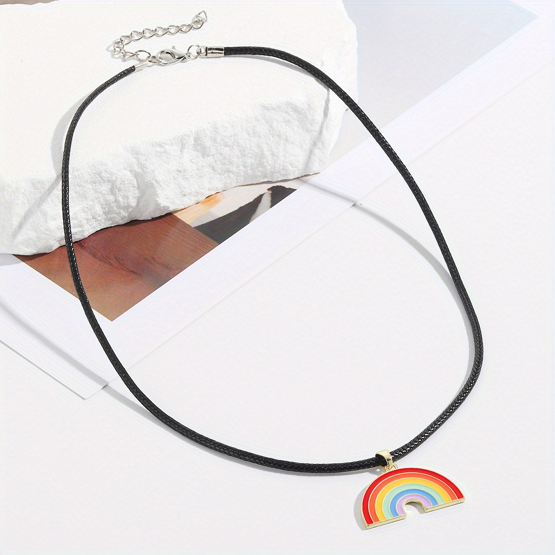 LGBT Rainbow Pendant Necklace for Women Chocker Pride Month Gift