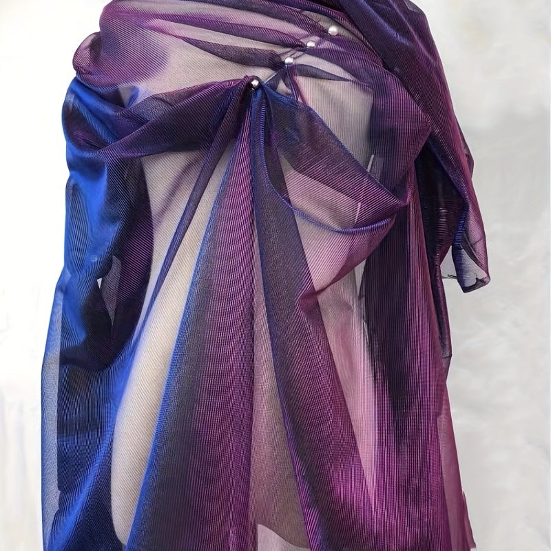 3yards Purple Neon Clothing Golden Wire Mesh Fabric
