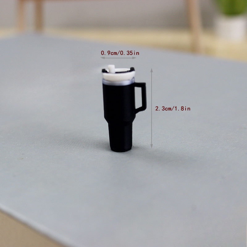 1/12 Mini Thermal Cup with Straw Dollhouse Kitchen Accessory (Orange)