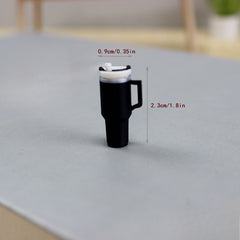 1/12 Mini Thermal Cup with Straw Dollhouse Kitchen Accessory (Orange)