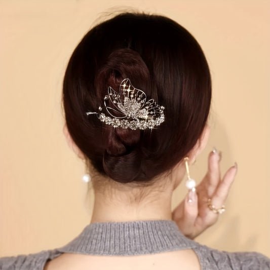 Rhinestone Flower Hair Claw Clip for Women Girls