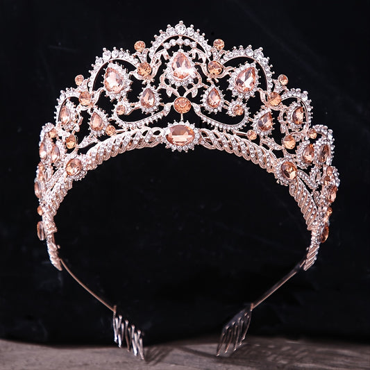 Emerald Crystal Crown With Comb Bridal Wedding Headband For Brides