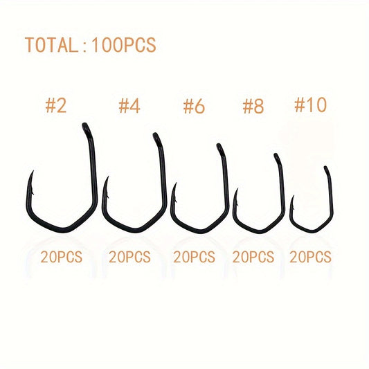 100pcs Carp Fishing Triangle Hooks High Carbon Steel Barbed Hooks