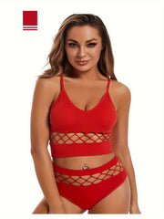 Mesh Breathable Sports Bra & Quick Dry Panties Set for Women