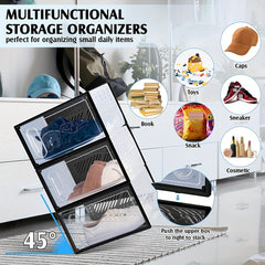 12pcs Shoe Box With Magnetic Door Plastic Shoes Storage Box