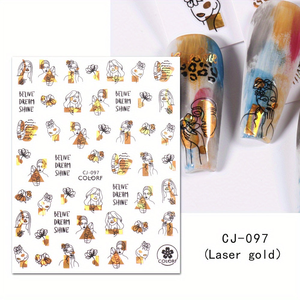 3D Graffiti Nail Art Stickers Abstract Line DIY Manicure Tips Decoration