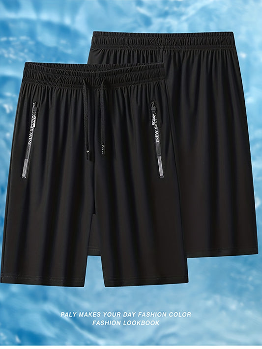 Men's Active High Stretch Breathable Shorts With Zipper Pockets
