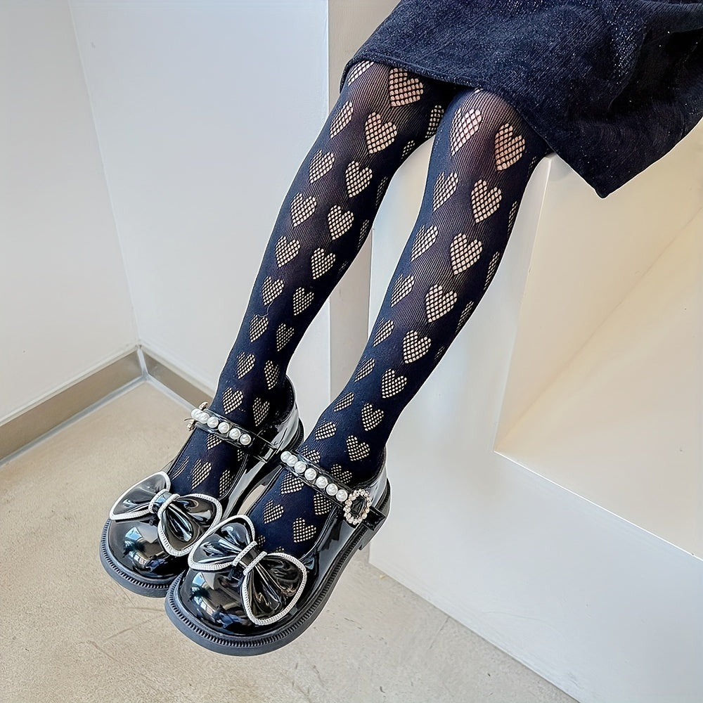 Girls Kids Thin Hollowed out Tights Heart Breathable Pantyhose