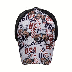 Ponytail Trucker Hat Horse Print Mesh Dad Hat For Women