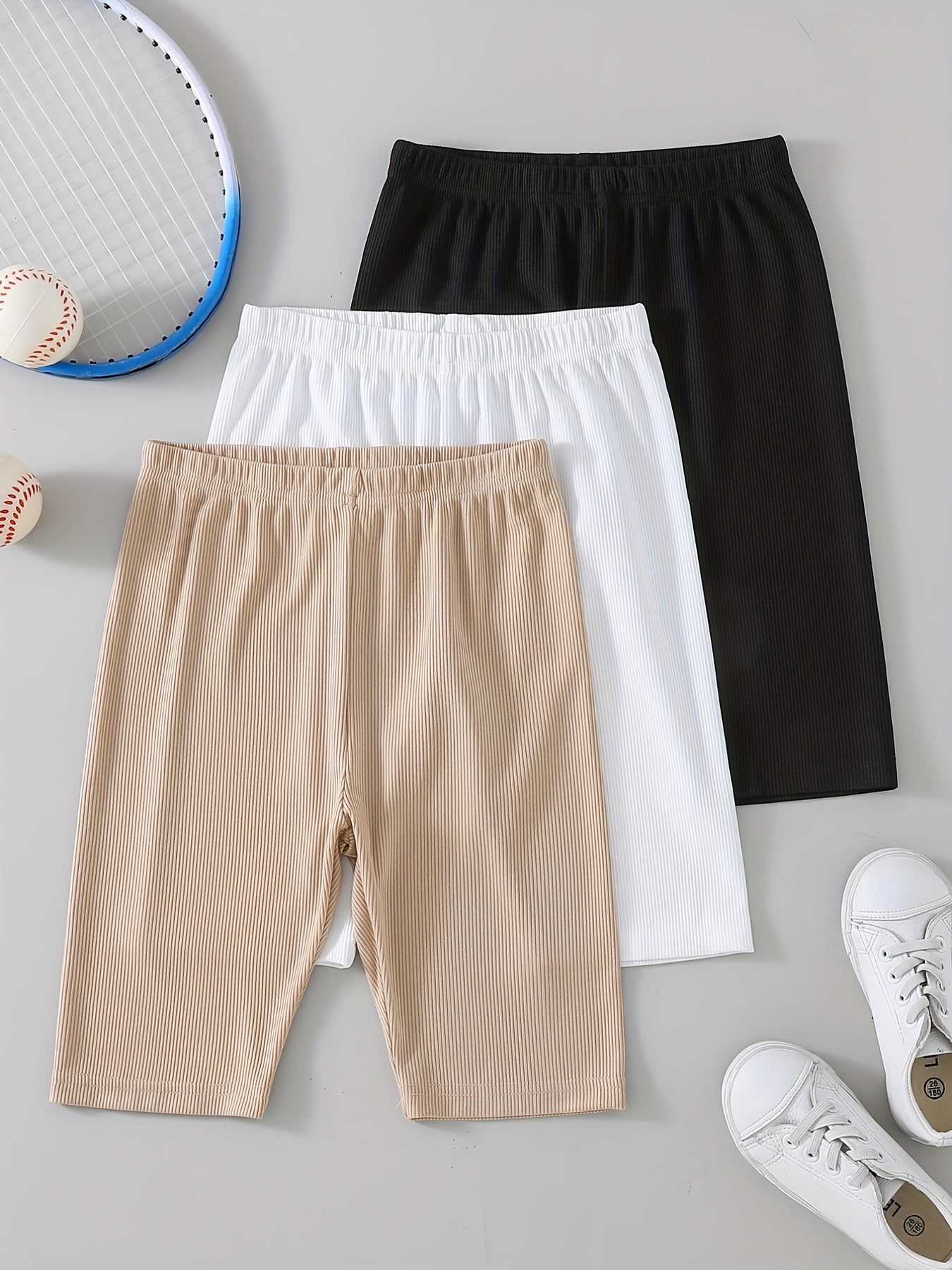 Girl's 3pcs Yoga Legging Biker Shorts Set