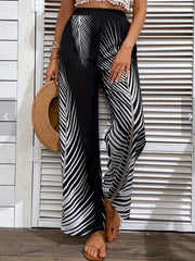  Tropical Print Wide Leg Trousers