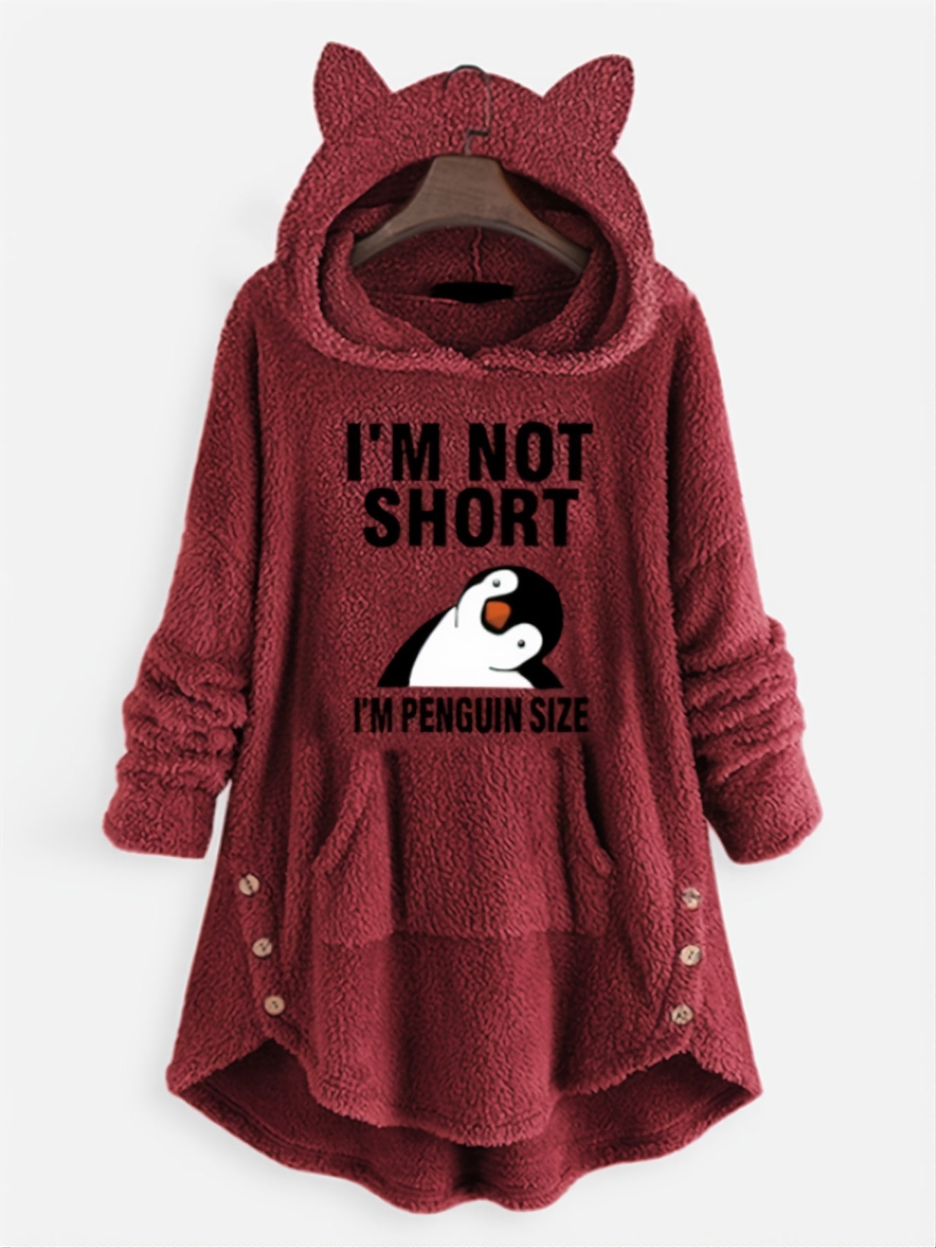 Cartoon Print Hoodie Pocket Teddy Casual Loose Hooded Sweatshirt