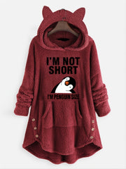 Cartoon Print Hoodie Pocket Teddy Casual Loose Hooded Sweatshirt