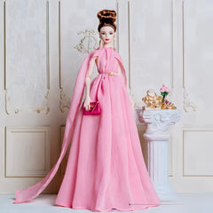 Elegant Long Gown Set with Handbag, Belt & Shoes