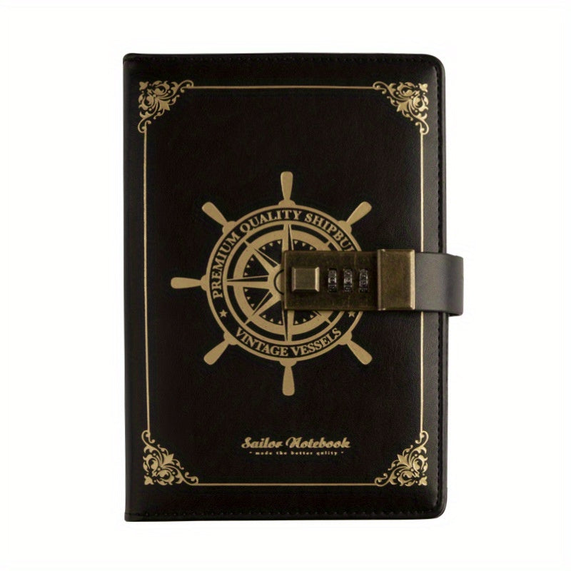 Sailor Style Retro Password Book PU Notebook With Lock Student Diary B6