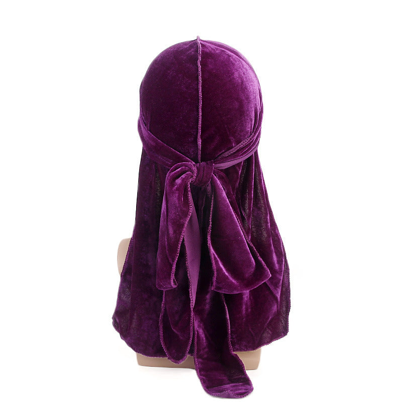 Velvet Durag For Waves Long Tie Waves Cap Men's Pirate Hat