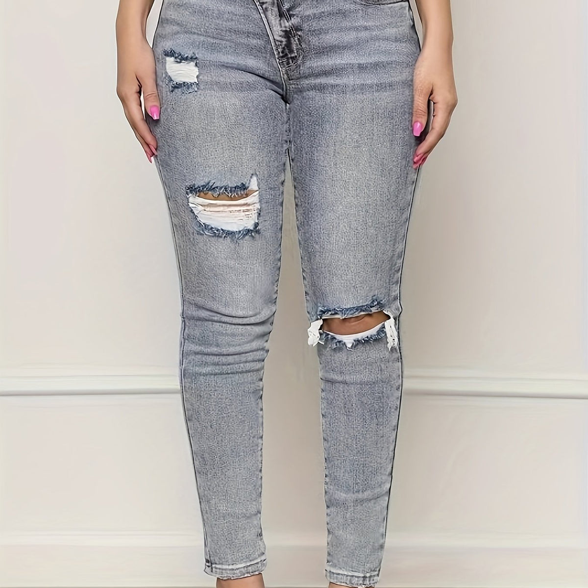  Ripped Wrap Waist Skinny Jeans
