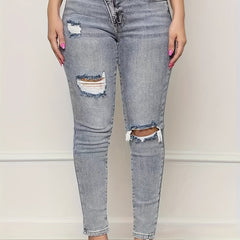  Ripped Wrap Waist Skinny Jeans