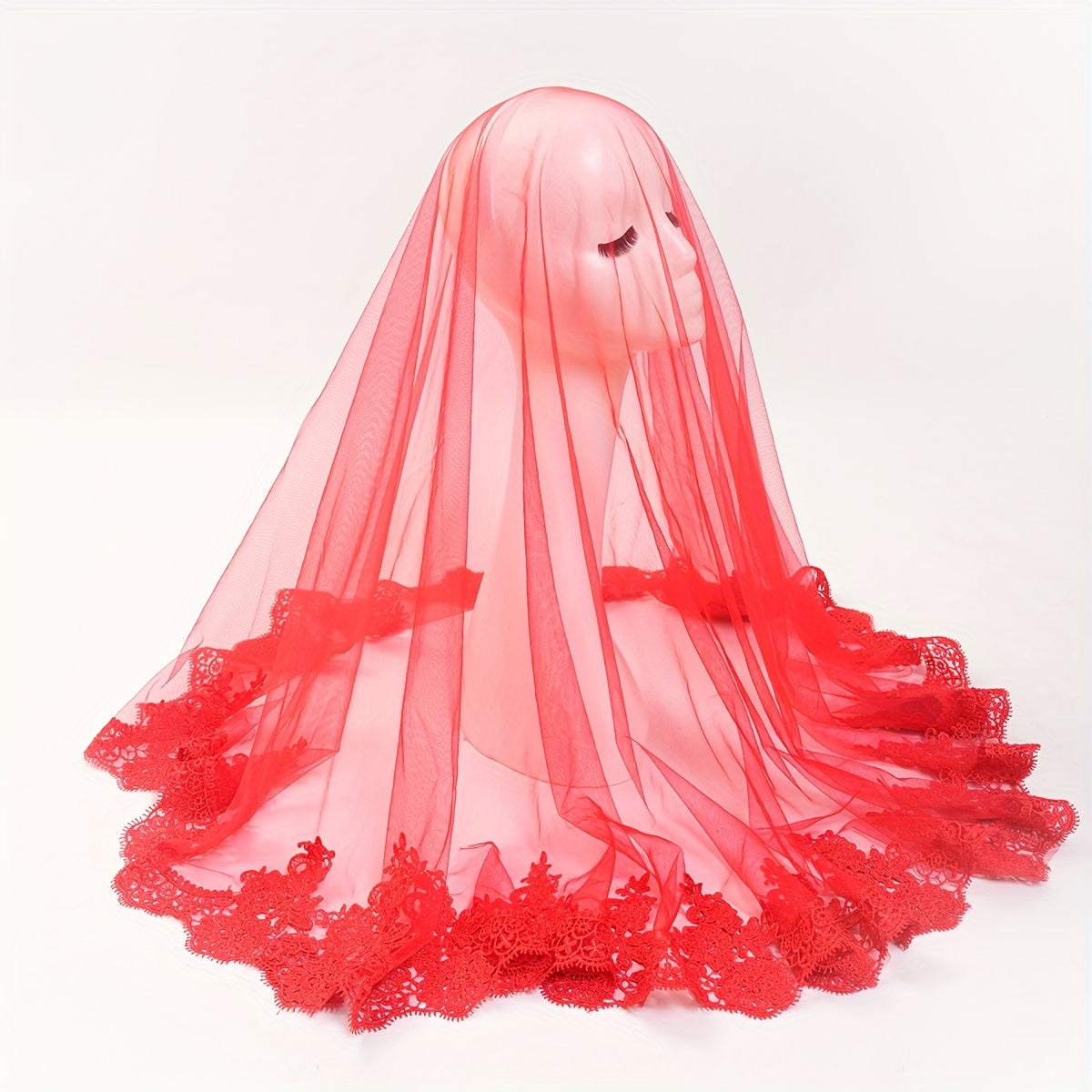Red Transparent Hijab Lightweight Breathable Turban Women's Headscarf Scarf