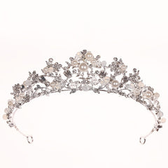 Silvery Crystal Faux Pearl Tiaras And Crowns Headband Rhinestone Hairband Bride