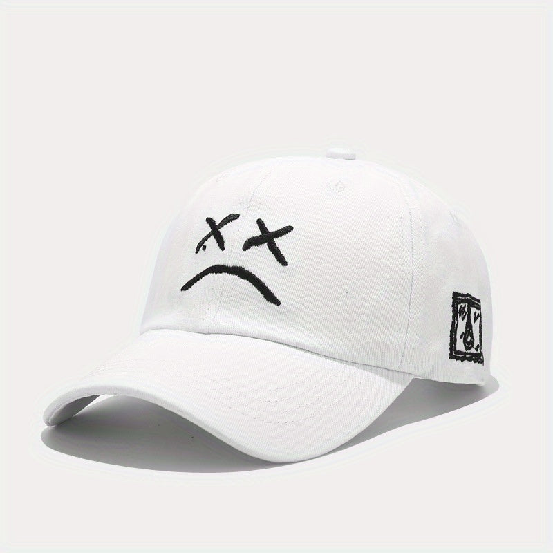 Crying Face Embroidered Baseball Cap Outdoor Sunscreen Peaked Cap
