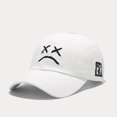 Crying Face Embroidered Baseball Cap Outdoor Sunscreen Peaked Cap