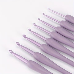 Purple Ergonomic Crochet Hook Set Lightweight Aluminum Crochet Needles