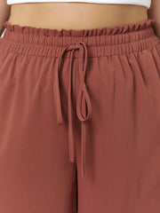  Wide Leg Trousers with Drawstring High Rise