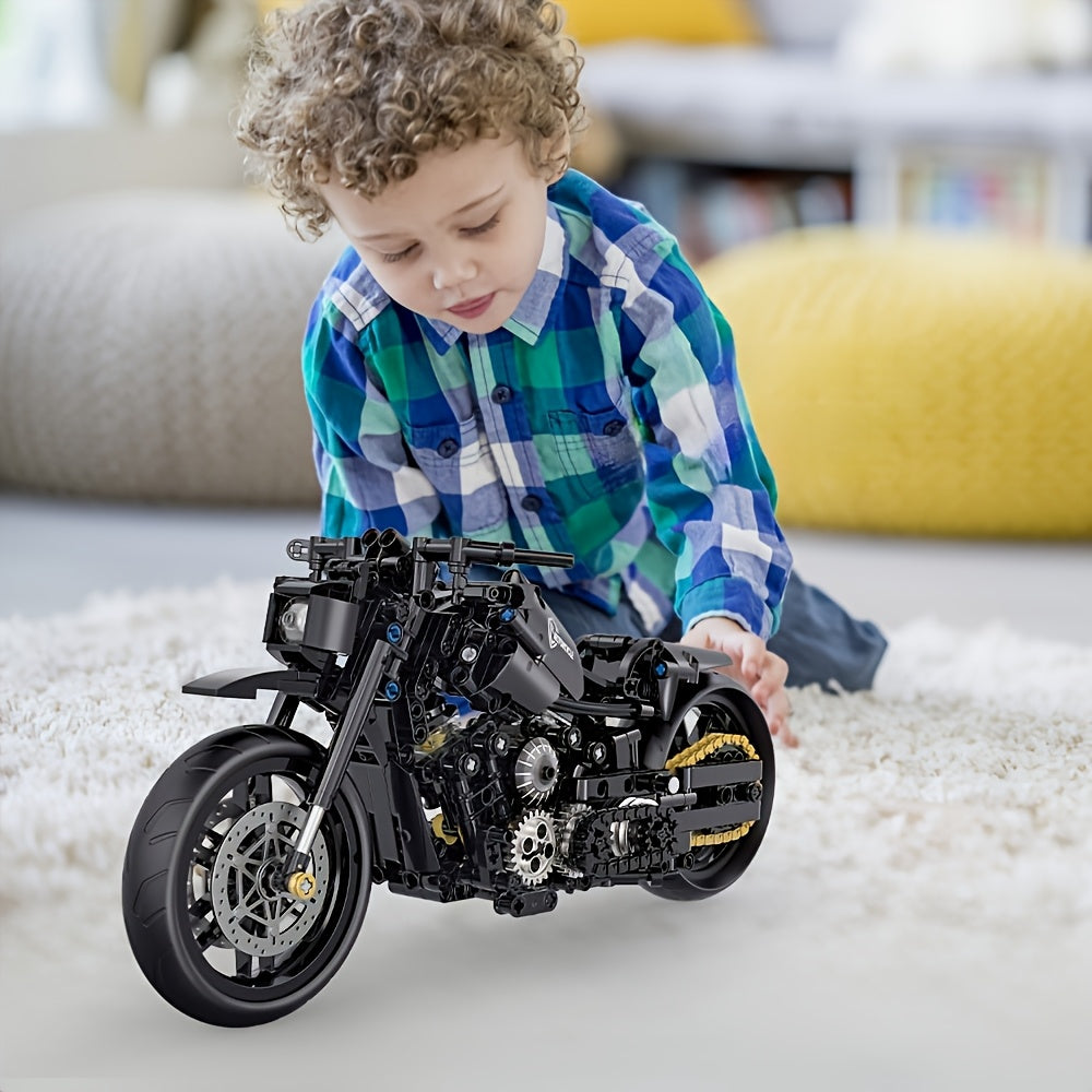 Retro Motorcycle Building Blocks Set - 586 Pieces