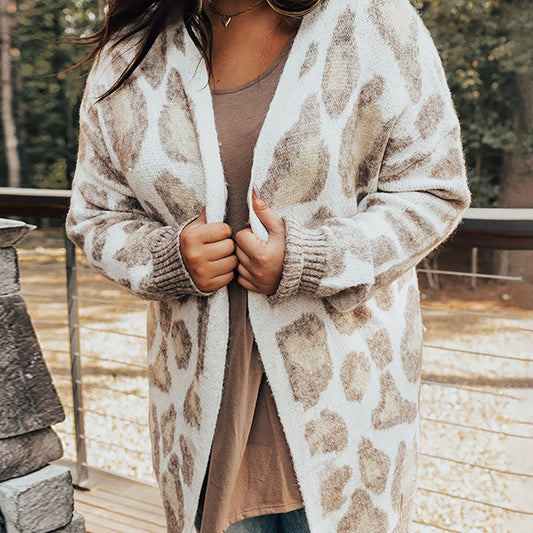  Leopard Print Open Front Cardigan