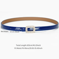 Women's Rhinestone Square Buckle Thin Leather Belt