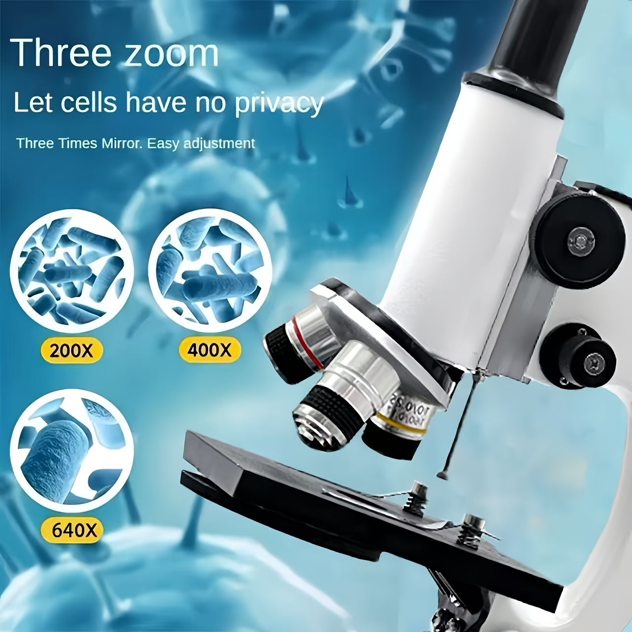 40X 640X Portable Microscope Hand Wheel Aluminum Alloy Observation Kit