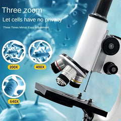 40X 640X Portable Microscope Hand Wheel Aluminum Alloy Observation Kit