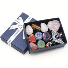 7 Chakra Angel Wing Pendant Rose Quartz Set