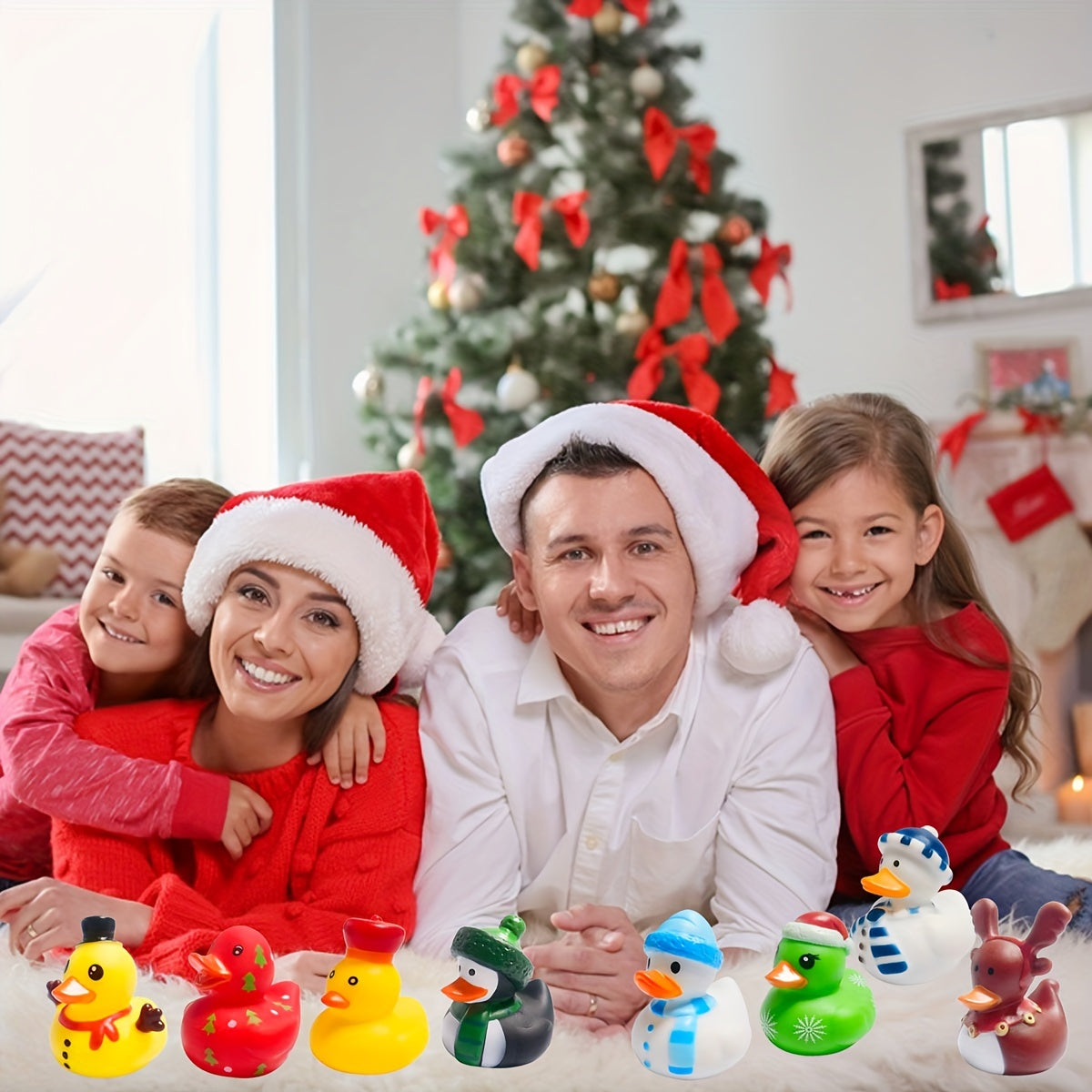 15Pcs Christmas Rubber Ducks Mini Duckies Bath Toys